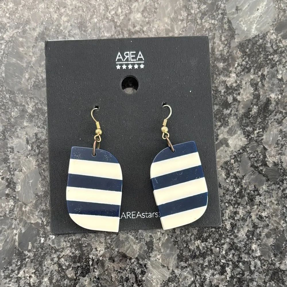 AREAstars Striped Earrings navy and white